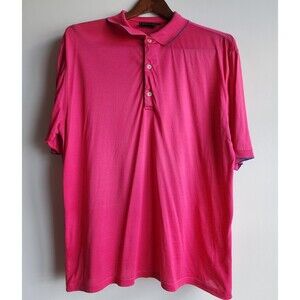 Bobby Jones Collection Polo Shirt Large Pink Golf Embroidered Placket Turkey